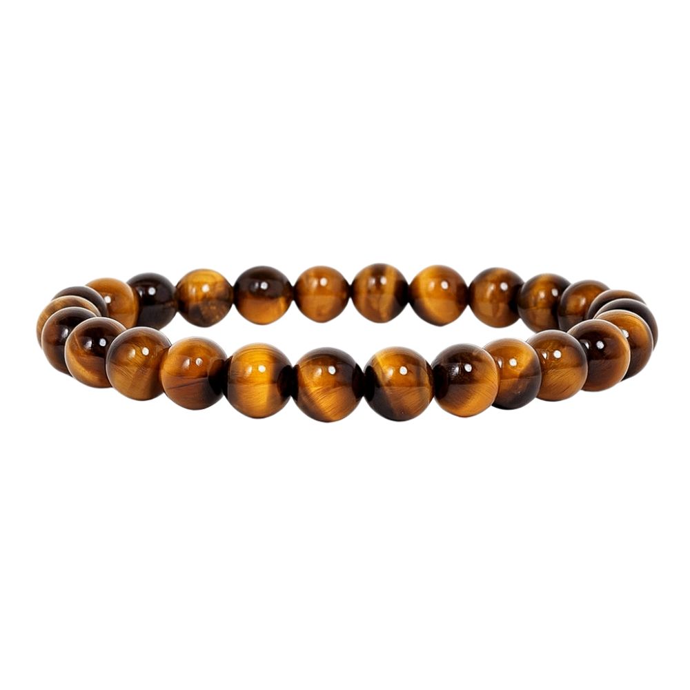 Tiger Eye Crystal Bracelet – Natural Healing Stone – Adjustable Bead Bracelet for Men & Women