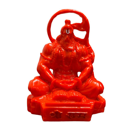 Bajrang Bali Idol with Pustak – Shri Ram Base – Orange – 10 cm