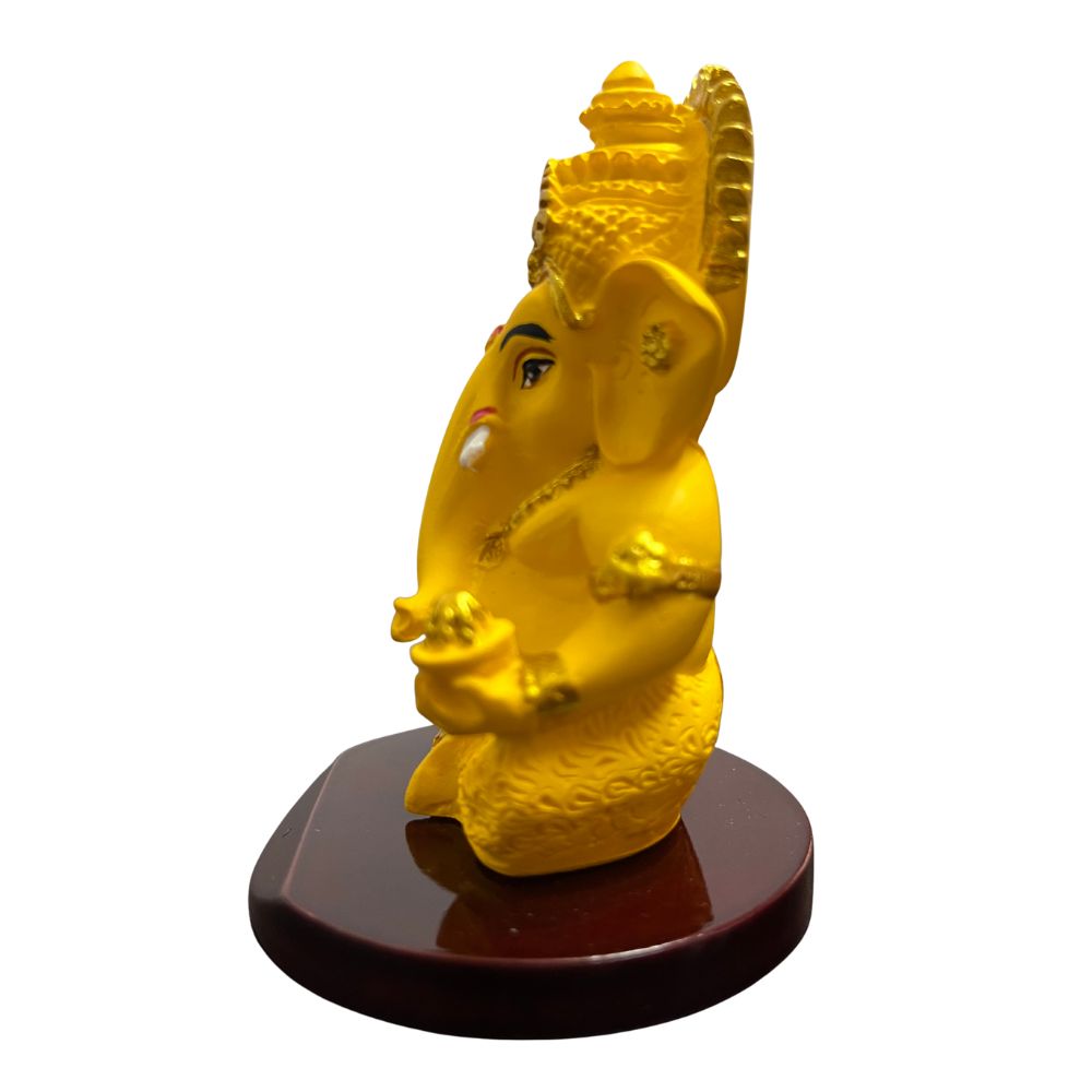 Ganesh Ji Idol with Modak – Yellow – 10 cm