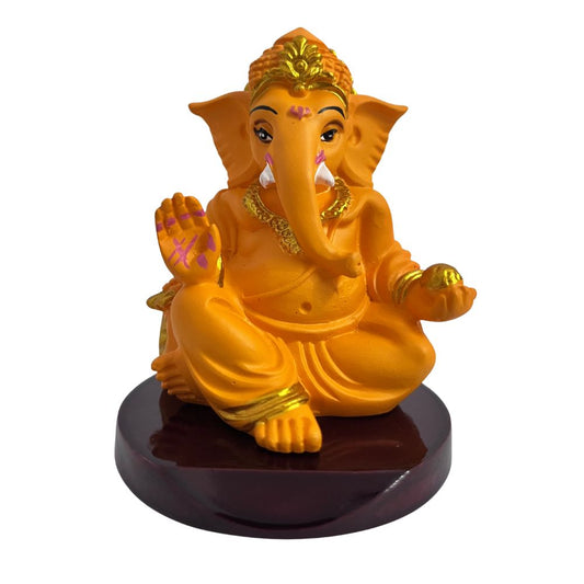 Ganesh Ji Idol – Mango Color – Blessing Pose – Ganpati Murti – 10 cm | Bhakti Bhawna