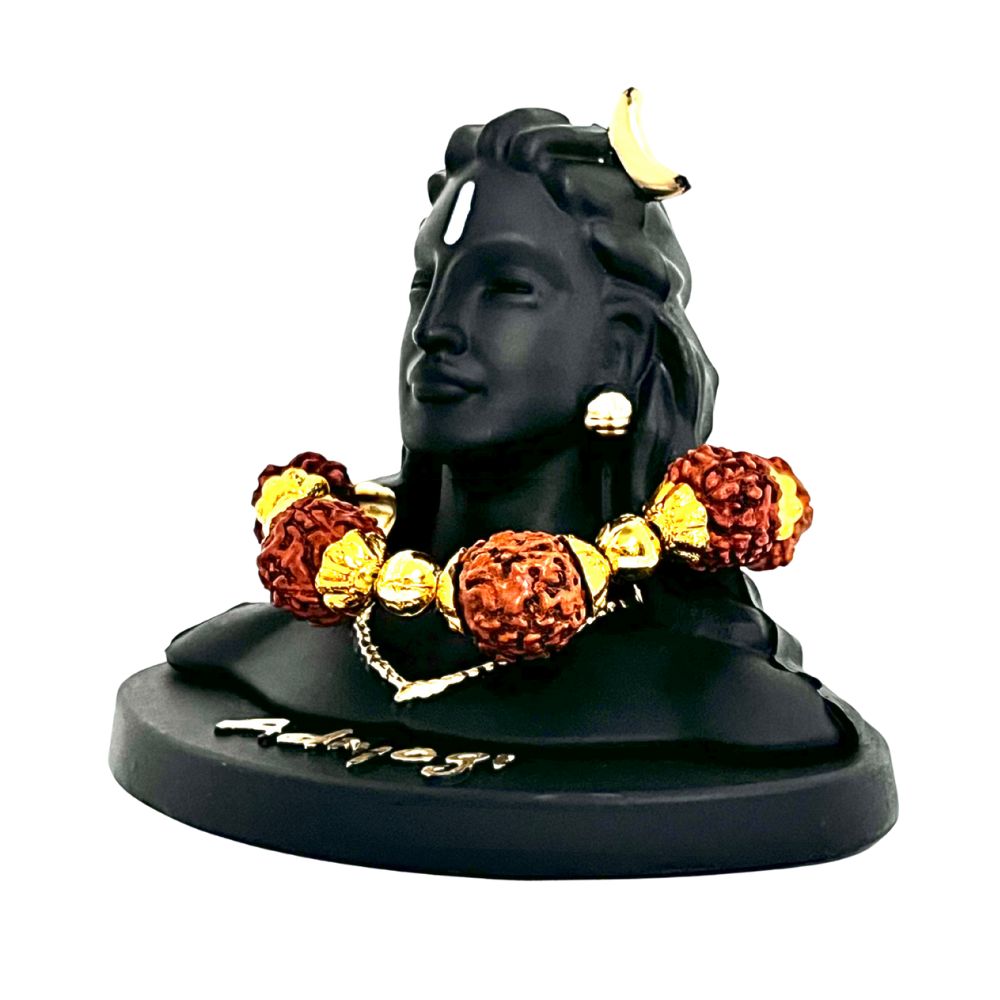 Black Color Adiyogi Shiva Idol with Rudraksha Mala
