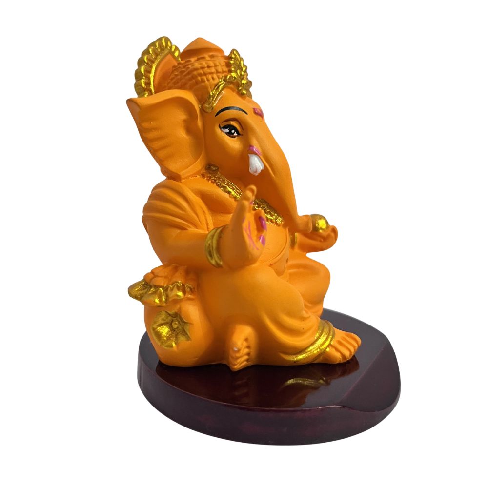 Ganesh Ji Idol – Mango Color – Blessing Pose – Ganpati Murti – 10 cm | Bhakti Bhawna