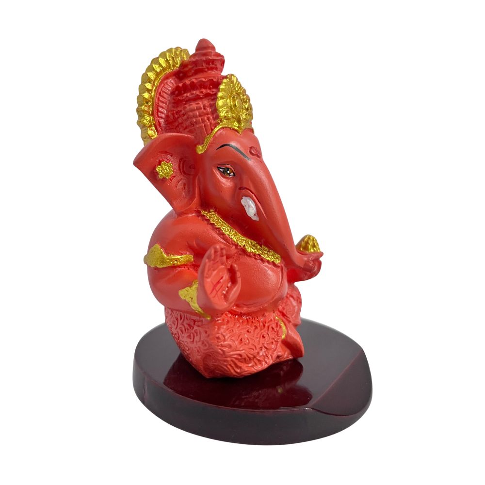 Ganesh Ji Idol with Modak – Orange – 10 cm