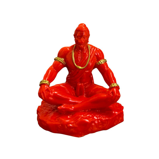 Meditating Hanuman Idol – Orange – 10 cm | Car Dashboard Idol