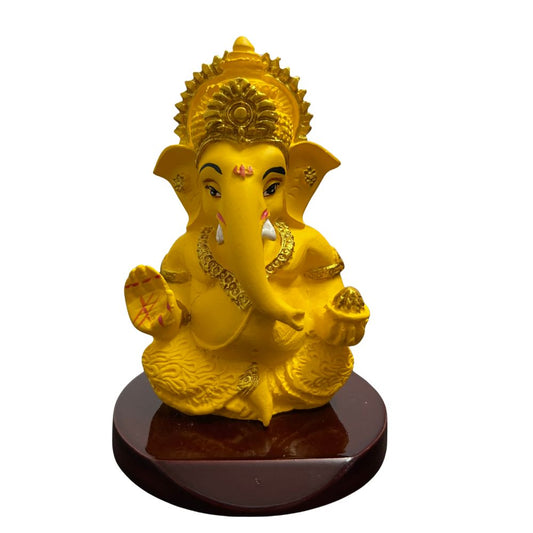 Ganesh Ji Idol with Modak – Yellow – 10 cm