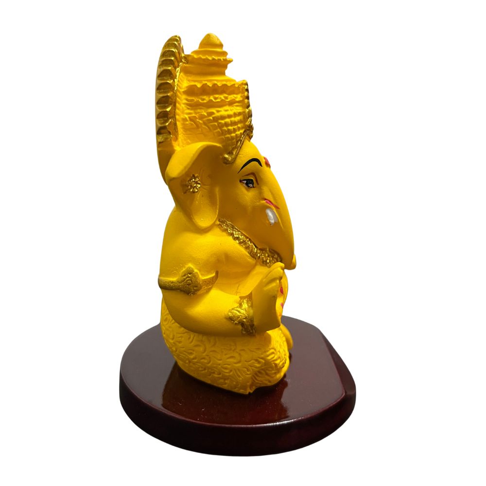 Ganesh Ji Idol with Modak – Yellow – 10 cm