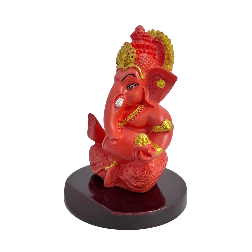 Ganesh Ji Idol with Modak – Orange – 10 cm