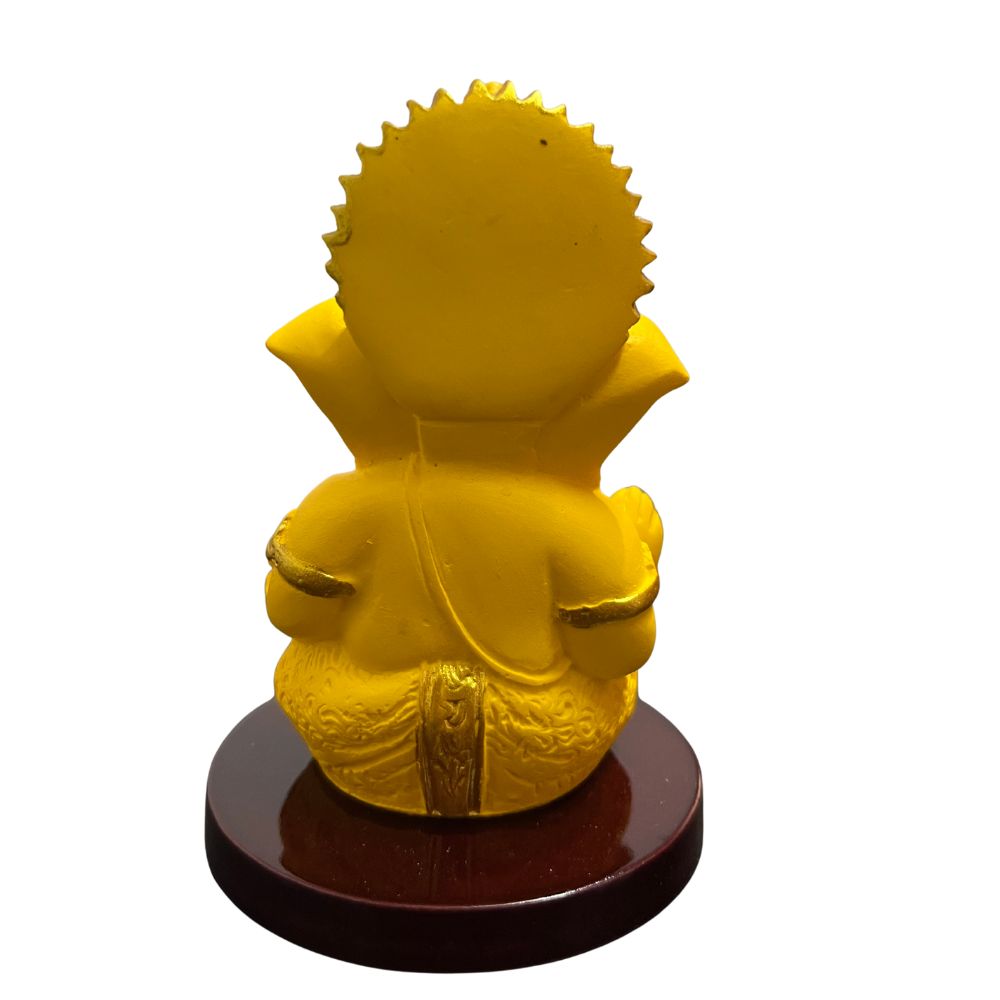 Ganesh Ji Idol with Modak – Yellow – 10 cm