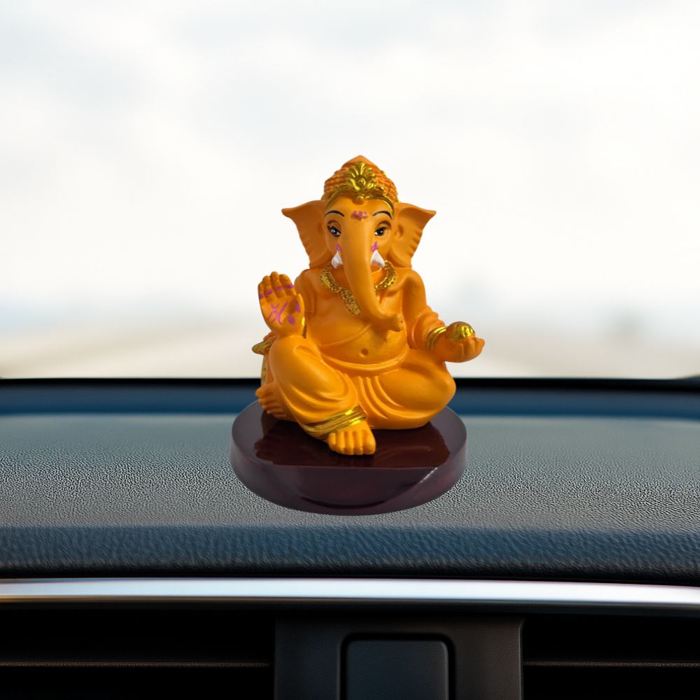 Ganesh Ji Idol – Mango Color – Blessing Pose – Ganpati Murti – 10 cm | Bhakti Bhawna