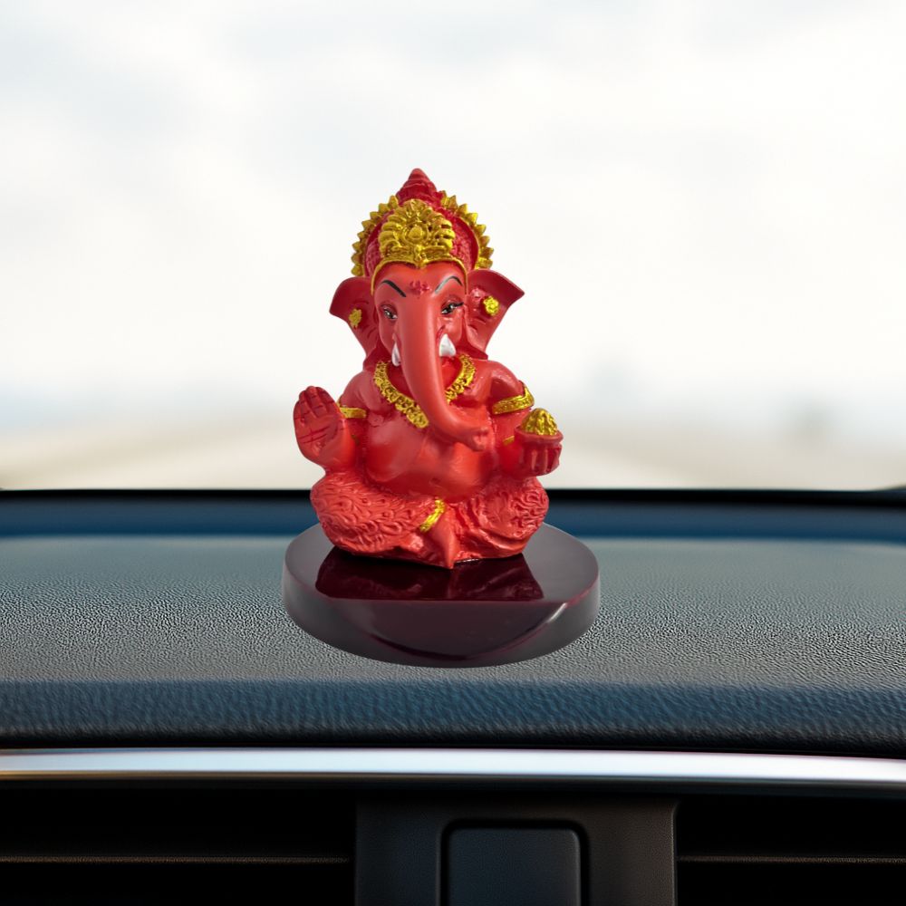 Ganesh Ji Idol with Modak – Orange – 10 cm