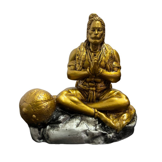 Bajrang Bali Idol – Golden Antique Color – Namaste Pose – Hanuman Ji Murti – 10 cm
