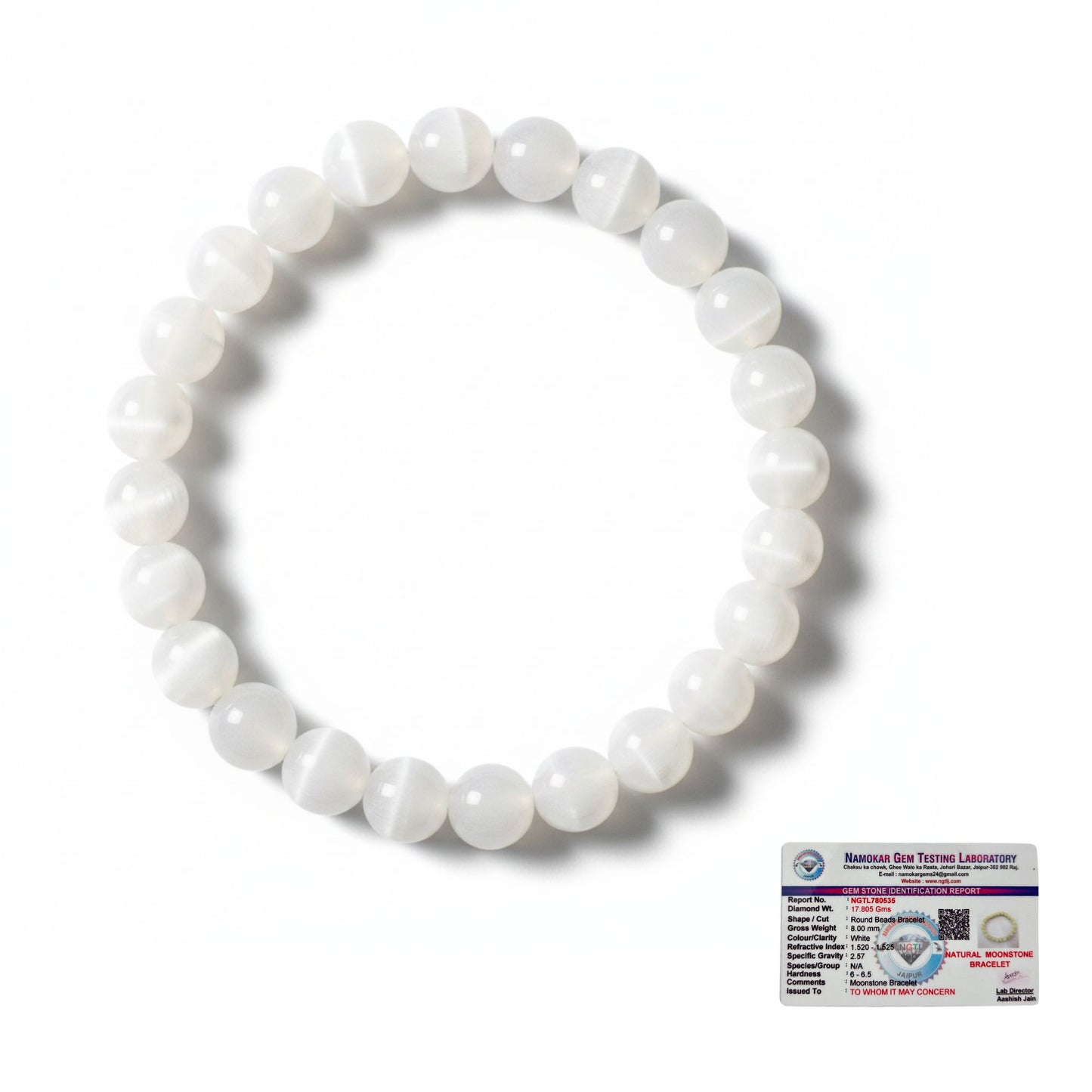 Buy Natural Moonstone Bracelet for Women and Men - Lab Certified 8 MM Beads