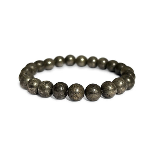 Natural Pyrite Bracelet – Healing Stone for Protection, Luck & Wealth – Adjustable Bead Bracelet for Men & Women