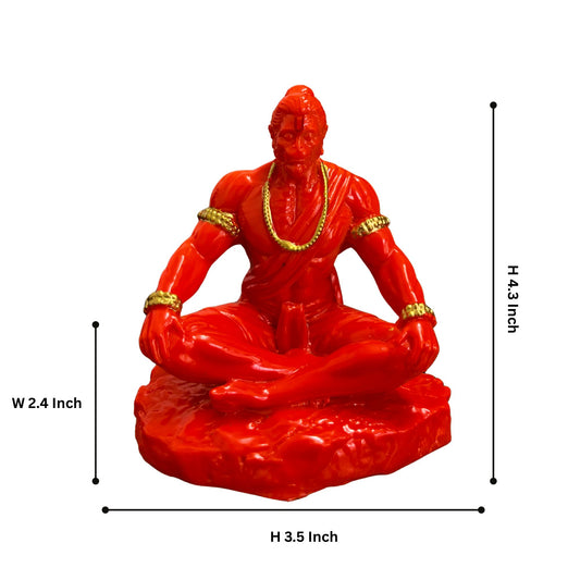 Meditating Hanuman Idol – Orange – 10 cm | Car Dashboard Idol