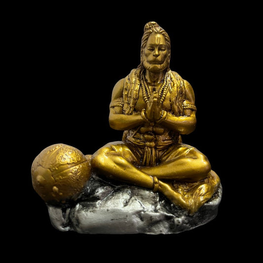 Bajrang Bali Idol – Golden Antique Color – Namaste Pose – Hanuman Ji Murti – 10 cm
