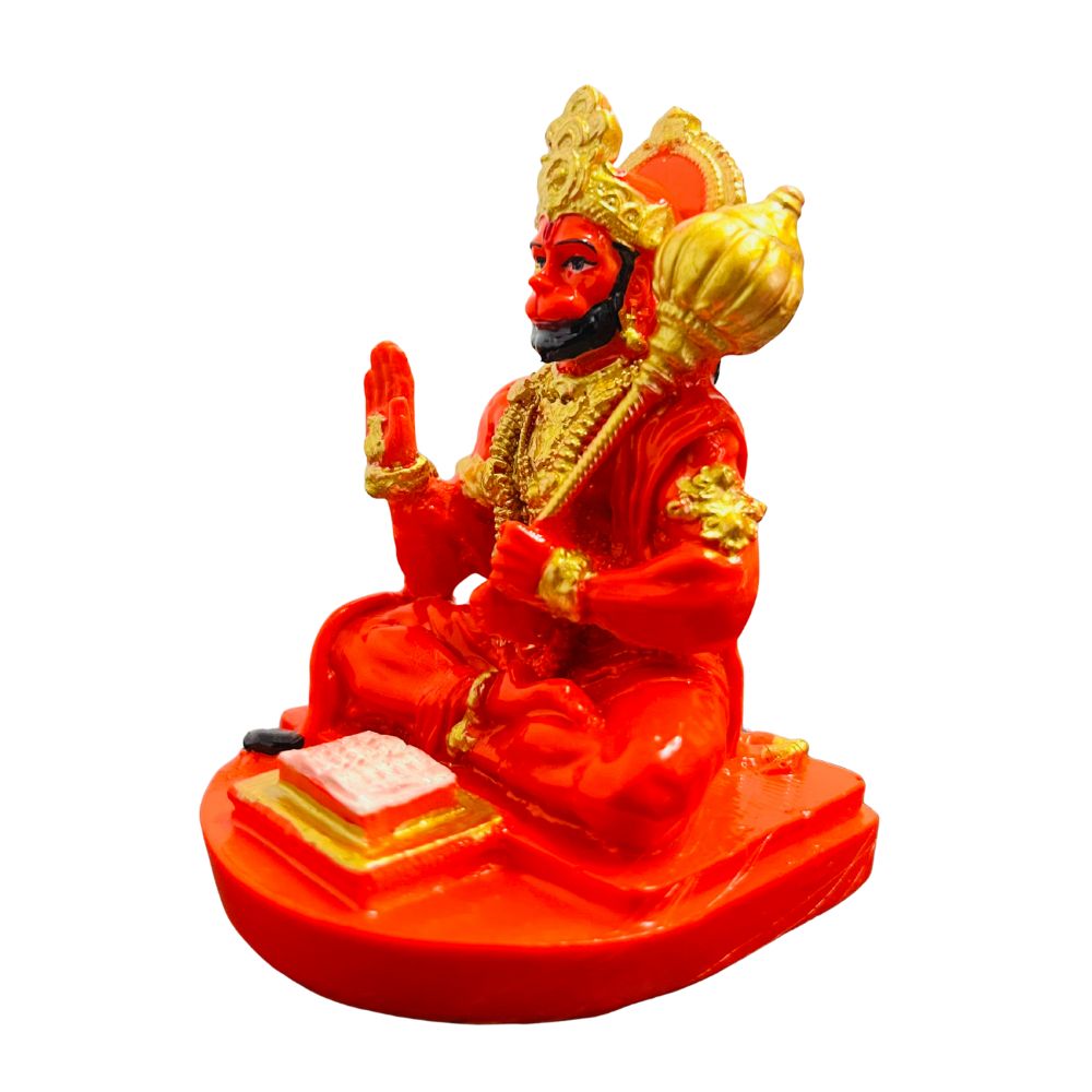 Hanuman Murti with Book – Orange & Gold – 9 cm