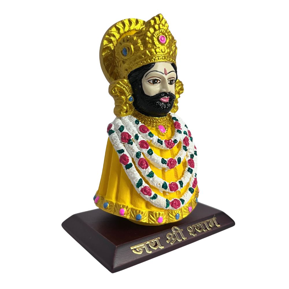 Khatu Shyam Ji Idol – Yellow – 10 cm | Shyam Baba Car Dashboard Idol