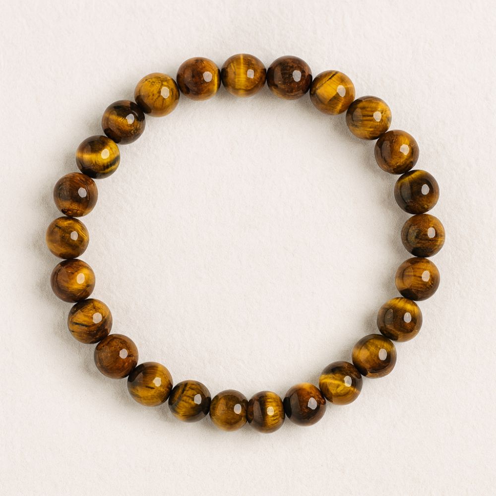 Tiger Eye Crystal Bracelet – Natural Healing Stone – Adjustable Bead Bracelet for Men & Women