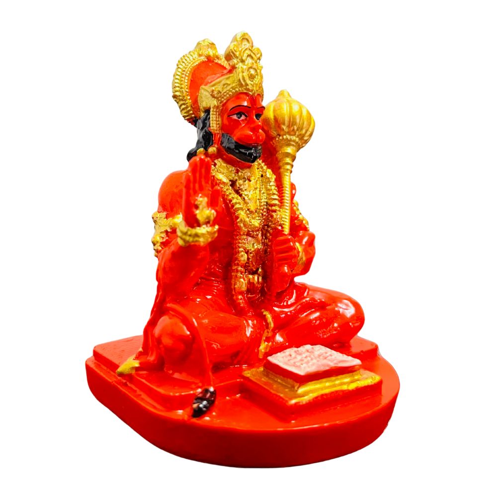 Hanuman Murti with Book – Orange & Gold – 9 cm