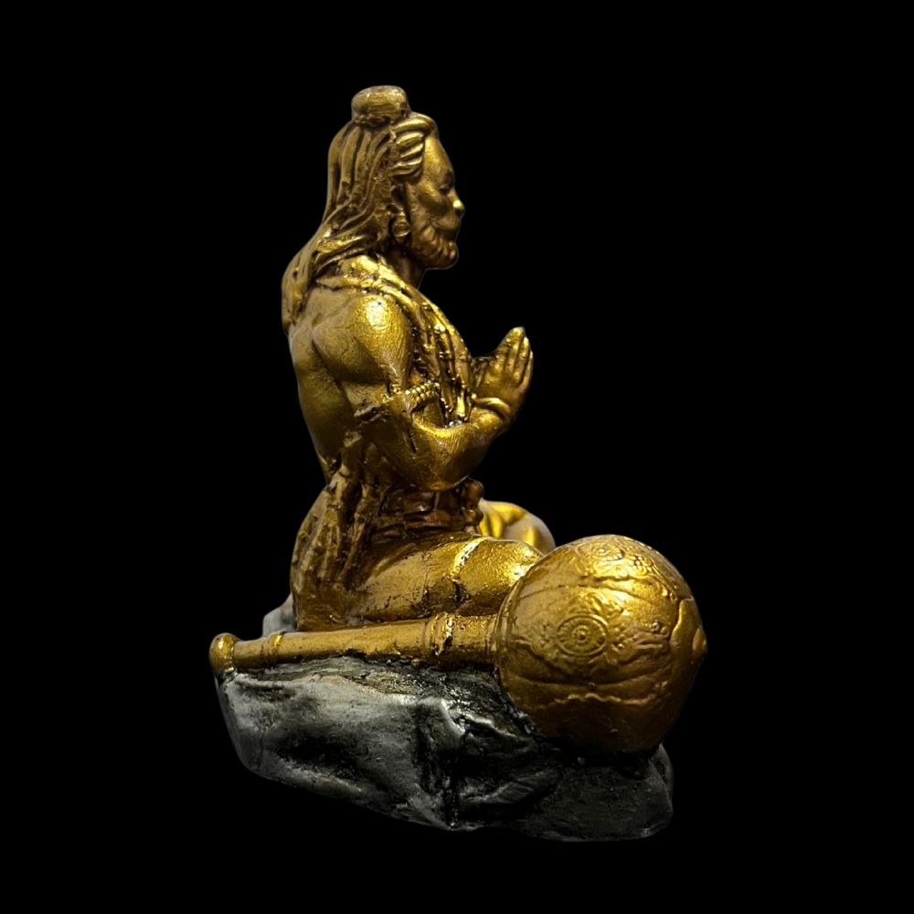 Bajrang Bali Idol – Golden Antique Color – Namaste Pose – Hanuman Ji Murti – 10 cm
