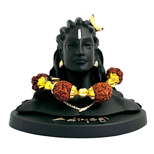Black Color Adiyogi Shiva Idol with Rudraksha Mala
