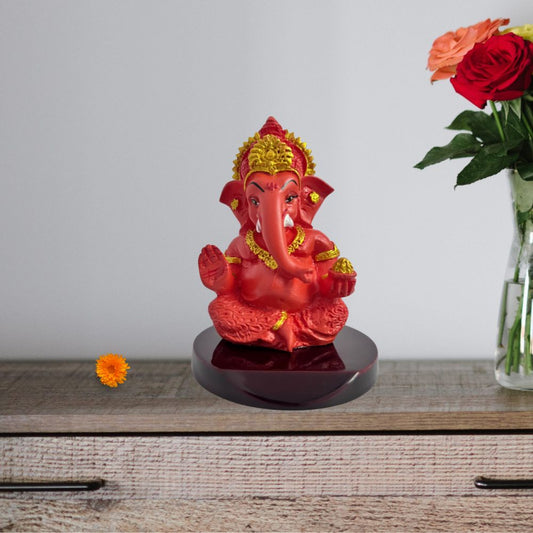 Ganesh Ji Idol with Modak – Orange – 10 cm