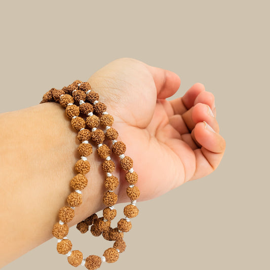 Brown Rudraksha Mala – 108+1 Natural 6 mm Beads – Lightweight Prayer & Meditation Mala for Men & Women