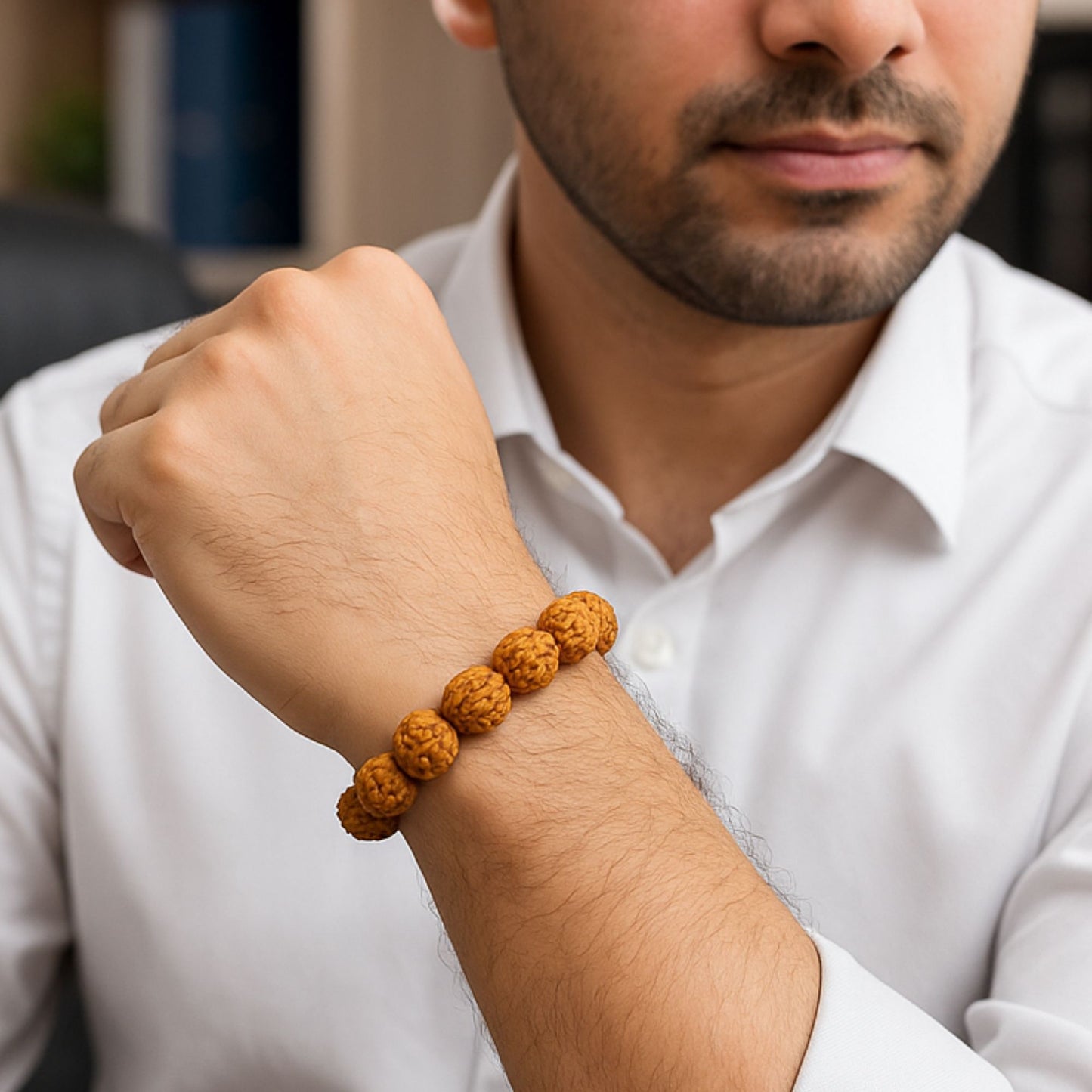 5 Mukhi Rudraksha Bracelet – Certified 10MM Natural Spiritual Beads for Peace & Protection