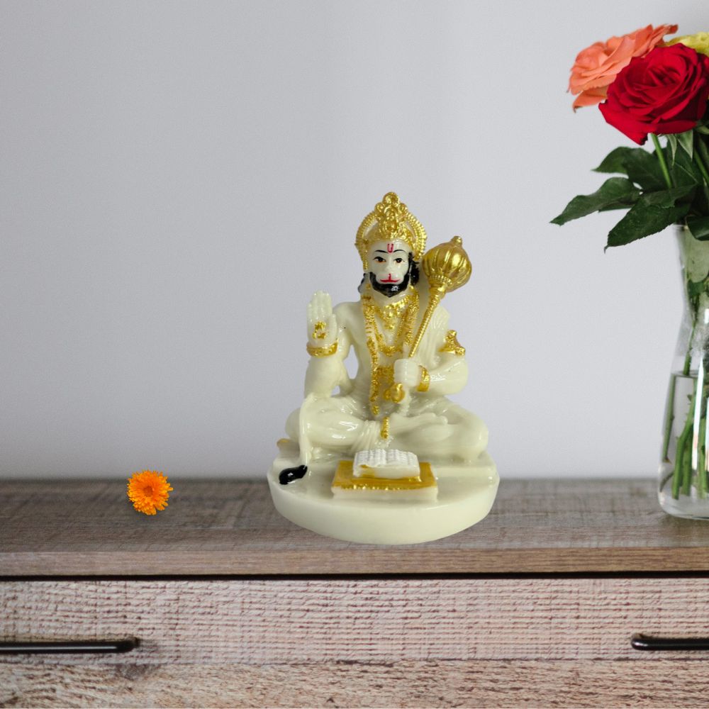 White Color Hanuan Ji Idol with Book – 10 CM