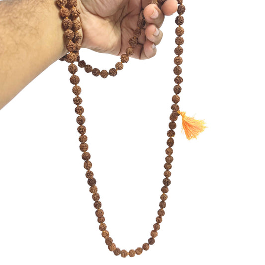 Brown Rudraksha Mala – 108+1 Natural 8 mm Beads – Prayer & Meditation Mala for Men & Women