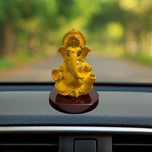 Ganesh Ji Idol with Modak – Yellow – 10 cm