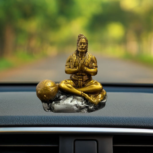 Bajrang Bali Idol – Golden Antique Color – Namaste Pose – Hanuman Ji Murti – 10 cm