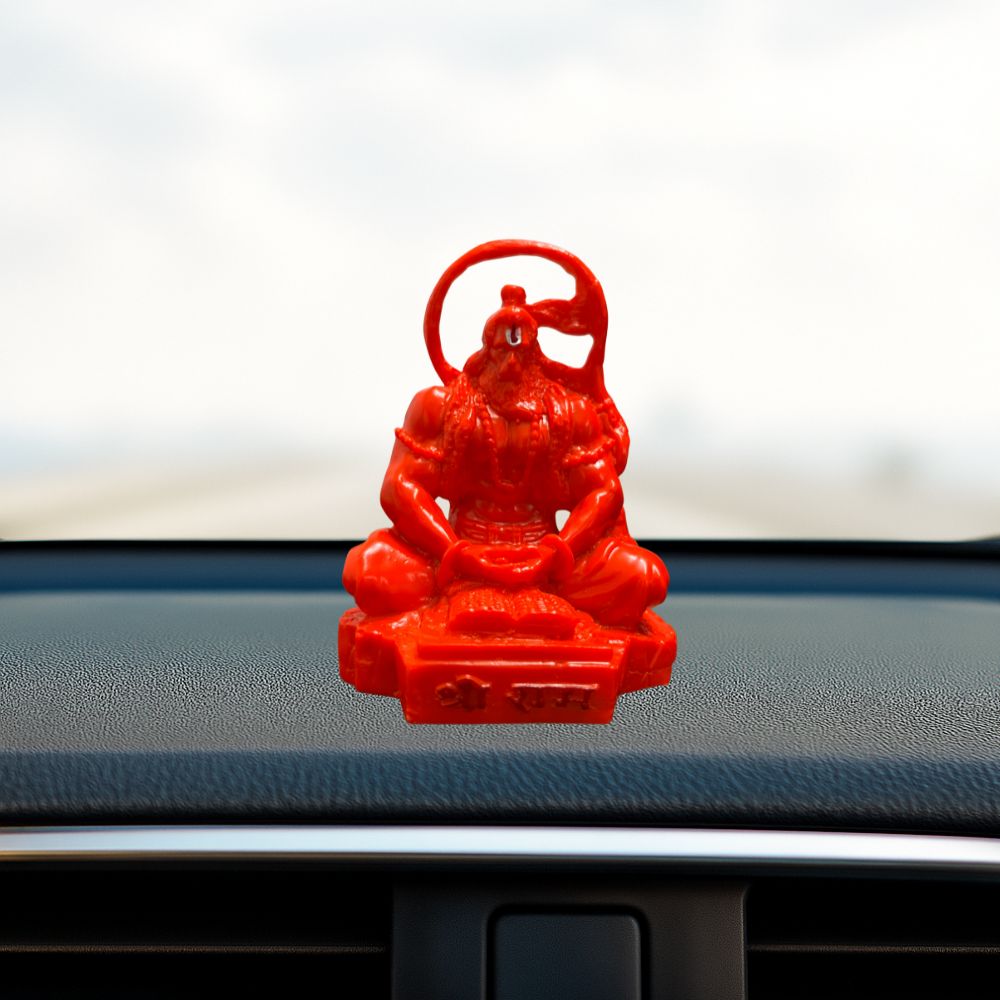 Bajrang Bali Idol with Pustak – Shri Ram Base – Orange – 10 cm